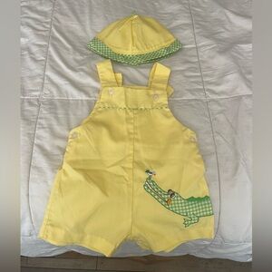Vintage handmade baby romper/jon jon with Alligator
